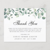 ユーカリエレガントカリ緑化の葬儀サンキューカード (正面)