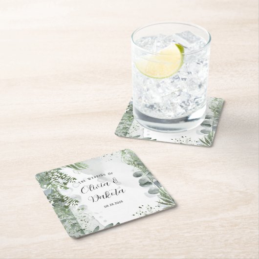 ユーカリエレガントカリ緑化アルコールイン結婚ク スクエアペーパーコースター (インサイチュ)