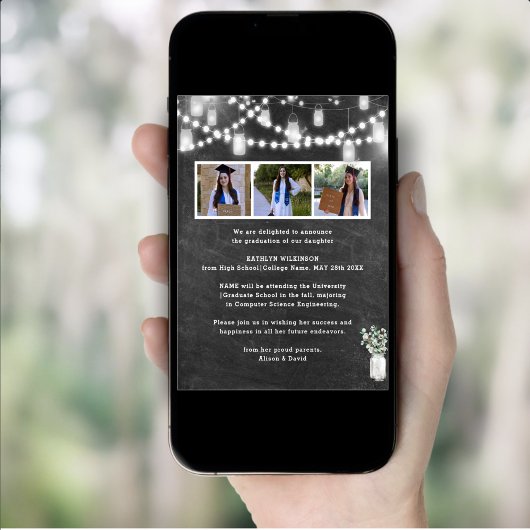 ユーカリエレガントカリ緑3写真卒業BBQ 招待状