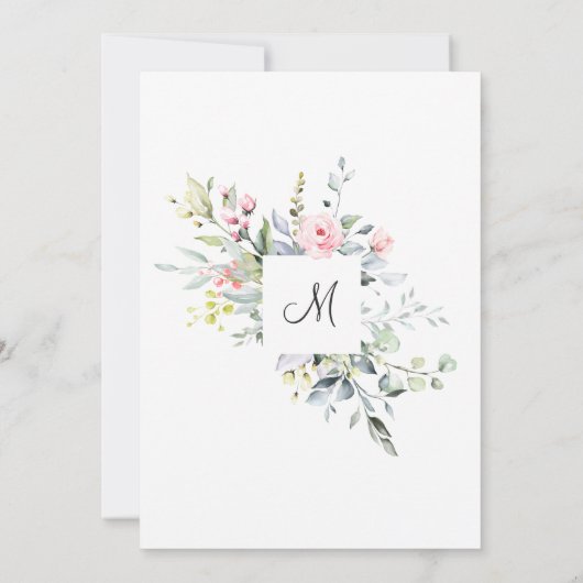 ユーカリエレガントカリ赤面バラブライダルシャワー 招待状 (裏面)