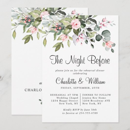 ユーカリエレガントカリ赤面バラリハーサルディナー 招待状 (正面/裏面)