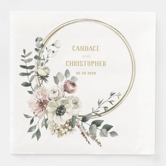 ユーカリエレガントカリ赤面ホワイトフローラ金ゴールドフレーム (正面)