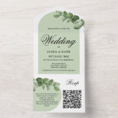 ユーカリエレガントカリQRコードすべて1つの招待状 オールインワン招待状 (内側)