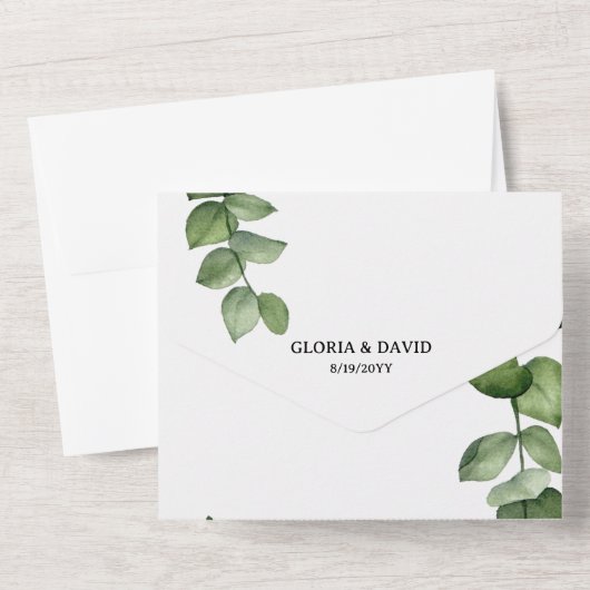 ユーカリエレガントカリQRコードすべて1つの招待状 オールインワン招待状 (裏面)