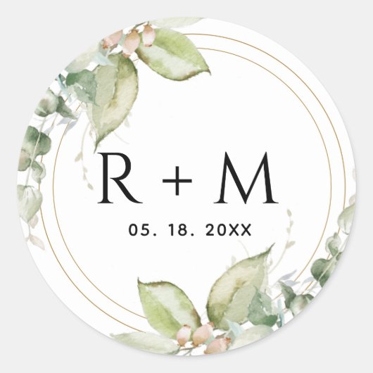 ユーカリエレガントグリネリー封筒用シール ラウンドシール (正面)