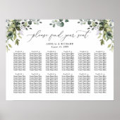 ユーカリエレガントグリーの結婚シーティングチャート ポスター (正面)