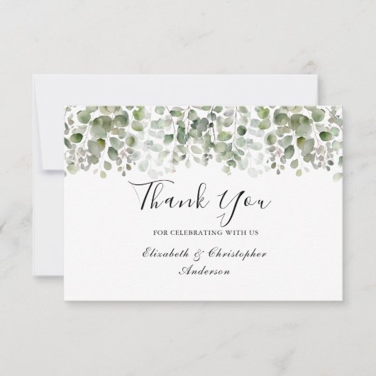 ユーカリエレガントグリーンウォーター結婚カラー サンキューカード (正面)
