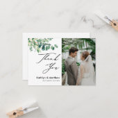 ユーカリエレガントグリーンリー写真サンキューカード カード (正面/裏面インサイチュ)