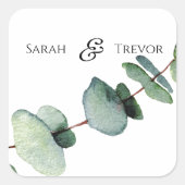 ユーカリエレガントグリーンリー結婚ミニマリスト スクエアシール (正面)