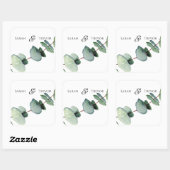 ユーカリエレガントグリーンリー結婚ミニマリスト スクエアシール (シート)