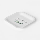 ユーカリエレガントグリーンリー結婚ミニマリスト ペーパープレート (傾斜あり)