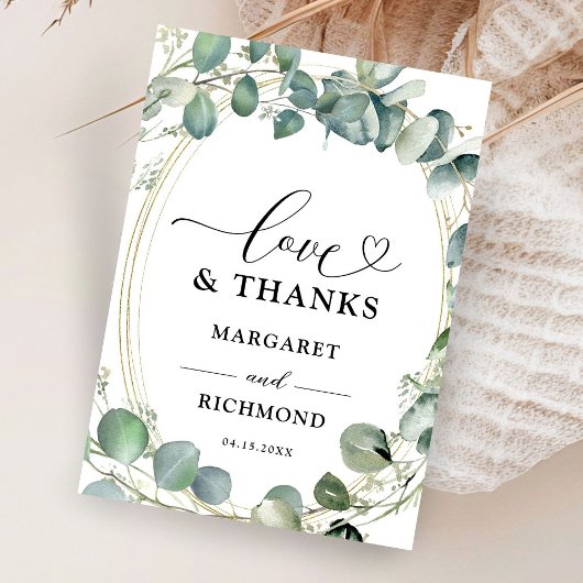 ユーカリエレガントグリー結婚ズサンキューカード サンキューカード
