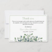 ユーカリエレガントシンプルス・グリーン悔やみや弔慰葬儀 サンキューカード (正面)