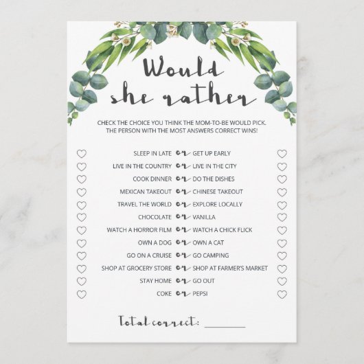 ユーカリエレガントスリースは彼女はむしろゲームをする (正面)