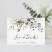 ユーカリエレガントス赤面ピンクローズフローラ サンキューカード (スタンド正面)