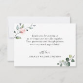 ユーカリエレガントス赤面ピンクローズフローラ サンキューカード (裏面)