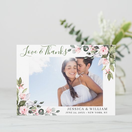 ユーカリエレガントス赤面ピンクローズ4写真 サンキューカード (スタンド正面)