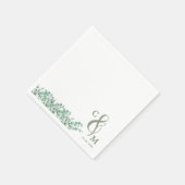 ユーカリエレガントパイアの葉の結婚緑 スタンダードカクテルナプキン (角)