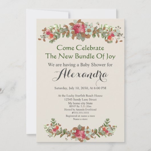 ユーカリエレガントパスフローラミントグリーンベイビーシャワー (正面)