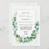 ユーカリエレガントパス金ゴールドブライダルシャワー招待 招待状 (正面/裏面)