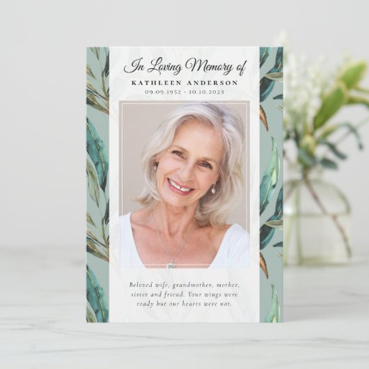 ユーカリエレガントパタン写真葬儀プログラム 招待状 (スタンド正面)