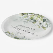 ユーカリエレガントパビーシャワーナプキン ペーパープレート (アングル)