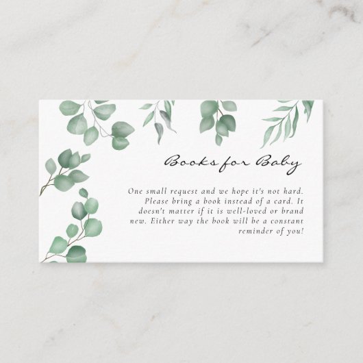 ユーカリエレガントパビーシャワーブックリクエストカード エンクロージャーカード (正面)