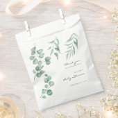 ユーカリエレガントパビーシャワー緑の葉 フェイバーバッグ (クリップ留めされた状態)