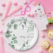 ユーカリエレガントパビーシャワー緑の葉 ペーパープレート (パーティー)