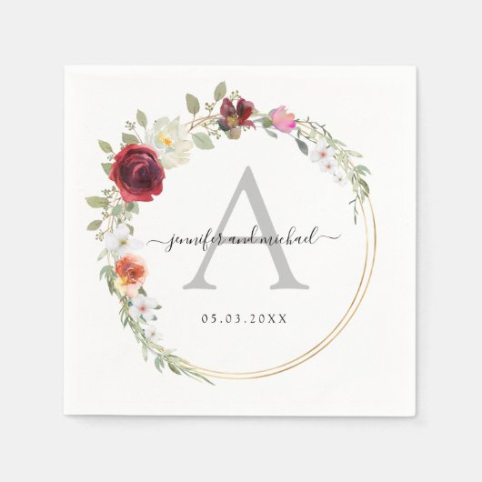 ユーカリエレガントパワ結婚ーズ スタンダードカクテルナプキン (正面)