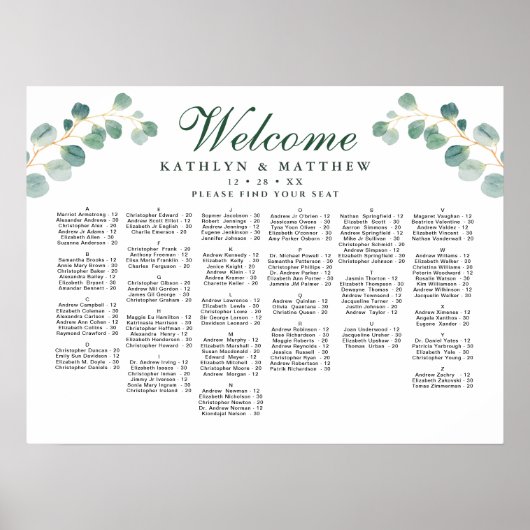 ユーカリエレガントパ結婚ラフの座席 ポスター (正面)