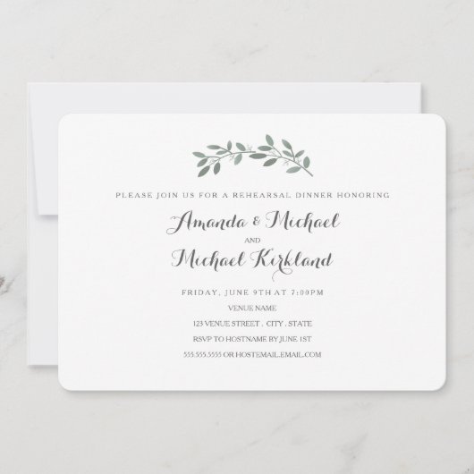 ユーカリエレガントプのリハ結婚ーサルディナー 招待状 (正面)