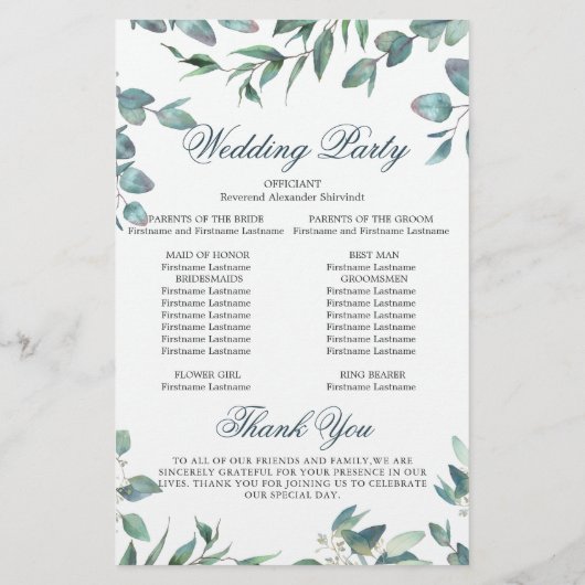 ユーカリエレガントプシンプル結婚式計画 (裏面)