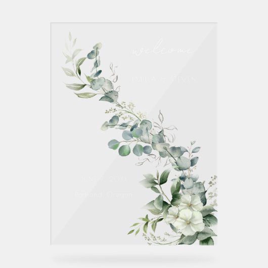 ユーカリエレガントプスグリーナリーウェルカム アクリルサイン (正面)