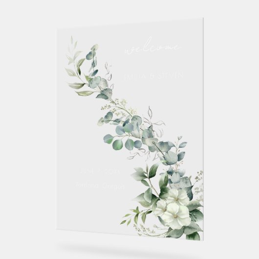 ユーカリエレガントプスグリーナリーウェルカム アクリルサイン (傾斜)