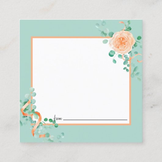 ユーカリエレガントプスグリーンピーチデイトナイトカード スクエア名刺 (裏面)