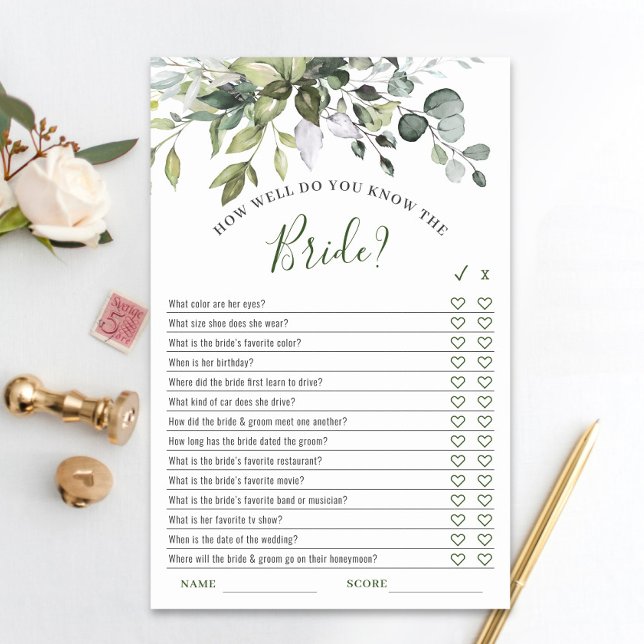 ユーカリエレガントプスグリーンブライダルシャワーゲーム (クリエイターアップロード済み)