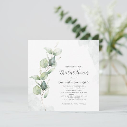 ユーカリエレガントプスグリーンブライダルシャワー招待状 (スタンド正面)