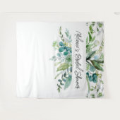 ユーカリエレガントプスグリーンブライダルシャワー背景 タペストリー (正面(横))