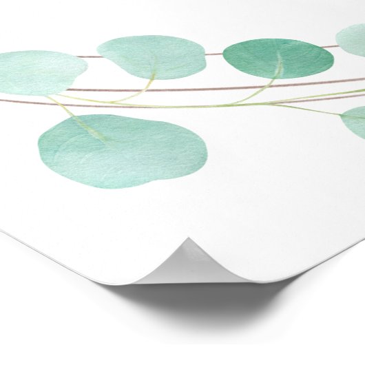 ユーカリエレガントプスグリーンリーピーチフローラズ結婚 ポスター (角)