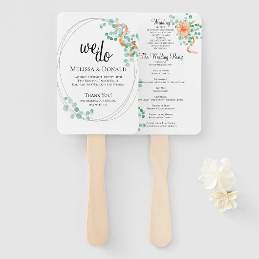 ユーカリエレガントプスグリーンリーピーチフローラプログラム ハンドファン (正面&裏面)