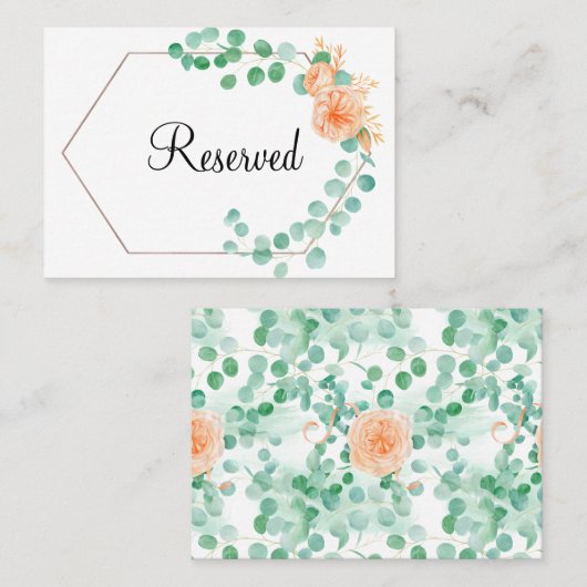 ユーカリエレガントプスグリーンリーピーチフローラ プレイスカード (正面/裏面)