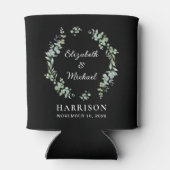 ユーカリエレガントプスグリーンリーブラック結婚式の引き出物 缶クーラー (裏面)