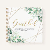 ユーカリエレガントプスグリーンリーベイビーシャワーゲストブック ノートブック (正面)