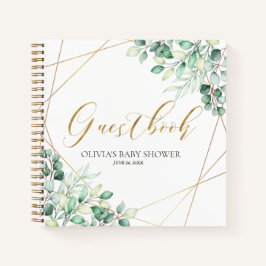 ユーカリエレガントプスグリーンリーベイビーシャワーゲストブック ノートブック