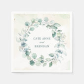 ユーカリエレガントプスグリーンリーリース素朴結婚ズ スタンダードカクテルナプキン (正面)