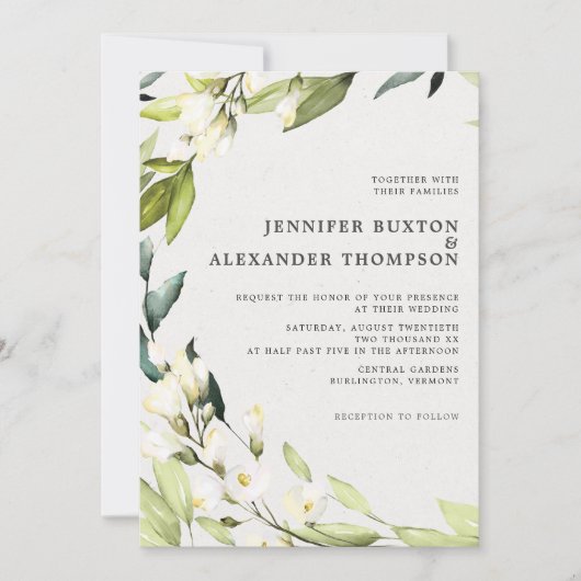 ユーカリエレガントプスグリーンリーリース結婚ズ 招待状 (正面)