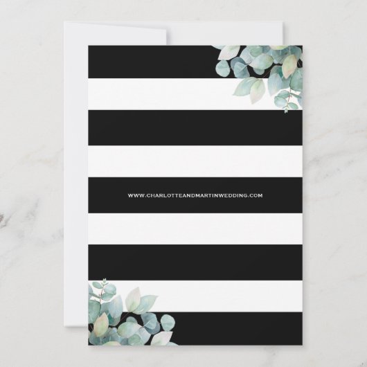 ユーカリエレガントプスグリーンリー白黒結婚ズ セーブザデート (裏面)