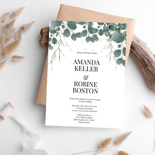 ユーカリエレガントプスグリーンリー結婚式招待状 招待状