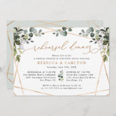 ユーカリエレガントプスグリーンリー金ゴールドリハーサルディナー 招待状 (正面/裏面)